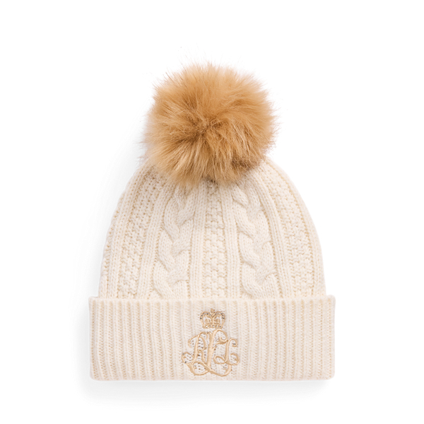Pom-Pom Cable-Knit Beanie