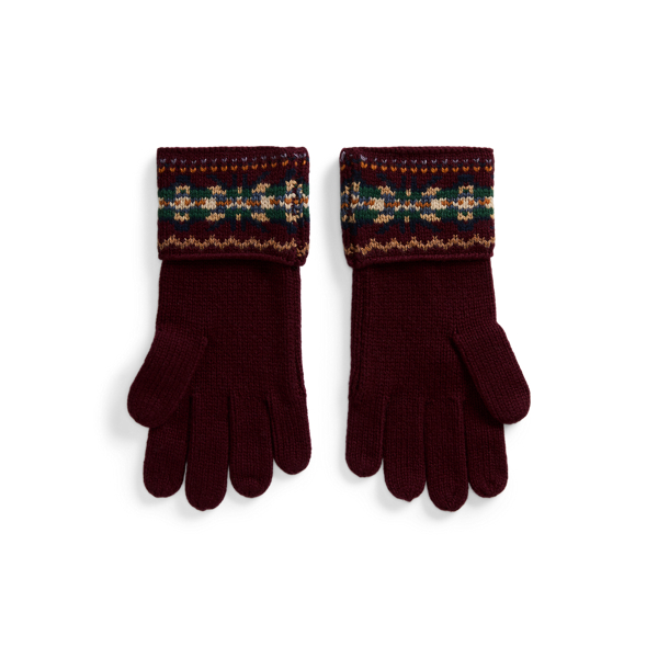 Pinot Noir Multi Fair Isle Wool-Blend Gloves Lauren 2