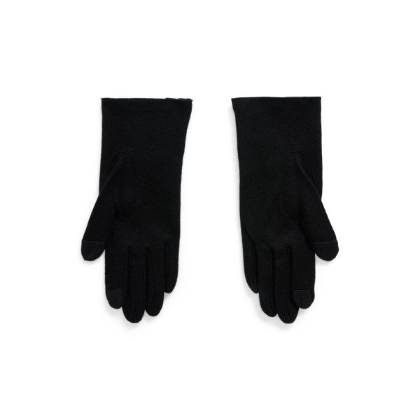 Black Wool-Blend Tech Gloves Lauren 2