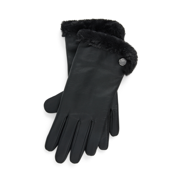 Faux-Fur-Lined Sheepskin Tech Gloves Lauren 1
