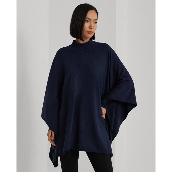 Navy Convertible Mockneck Poncho Lauren 4