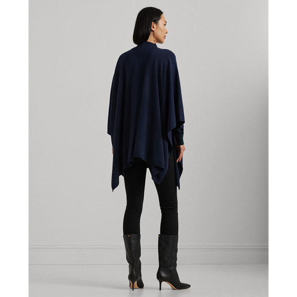 Navy Convertible Mockneck Poncho Lauren 5