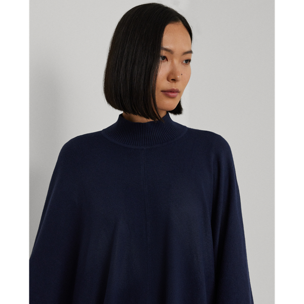 Navy Convertible Mockneck Poncho Lauren 6