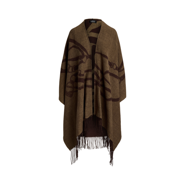 Poncho logo en jacquard et motif brides