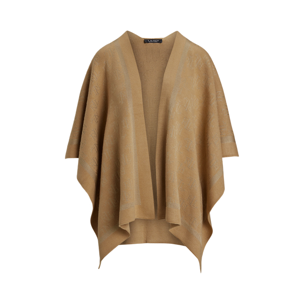 Jacquard ruana met logo