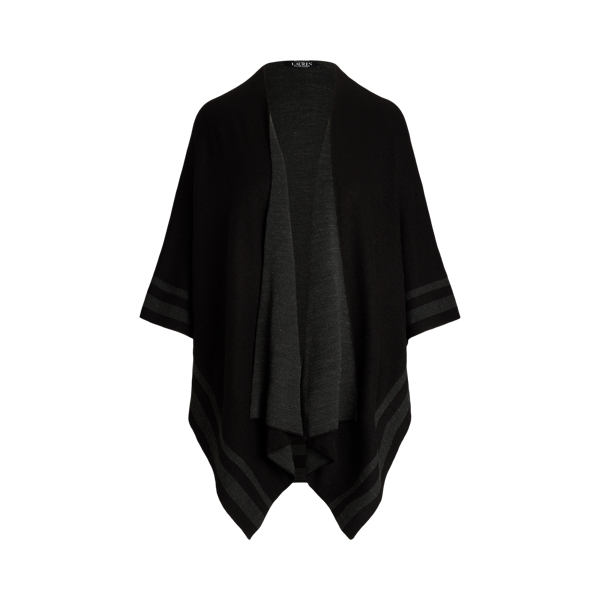 Plaid Faux-Leather-Trim Ruana