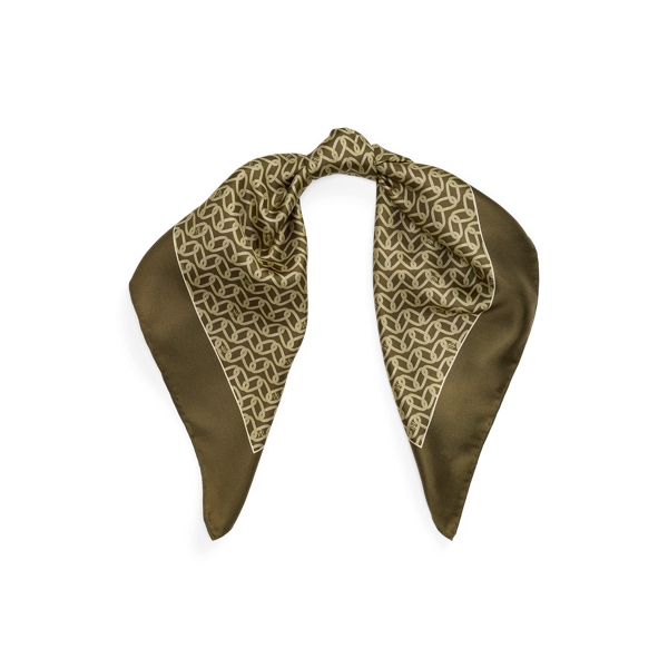 Logo Chain-Print Silk Twill Square Scarf