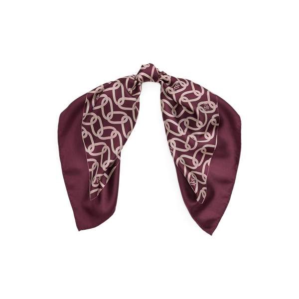 Logo Chain-Print Silk Twill Square Scarf
