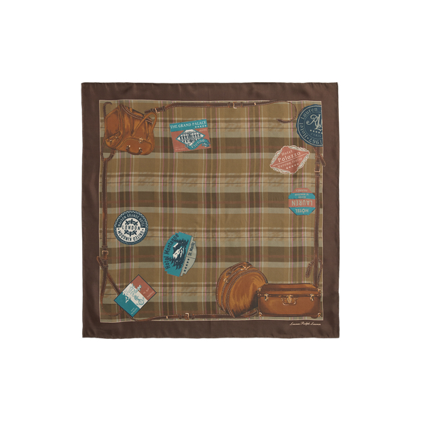 Circuit Brown Plaid Silk Twill Square Scarf Lauren 2