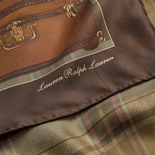Circuit Brown Plaid Silk Twill Square Scarf Lauren 3