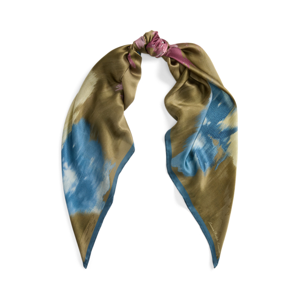 Floral Silk Satin Square Scarf