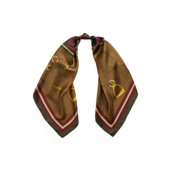 Belting Print Glen Plaid Silk Scarf for Women Ralph Lauren UY