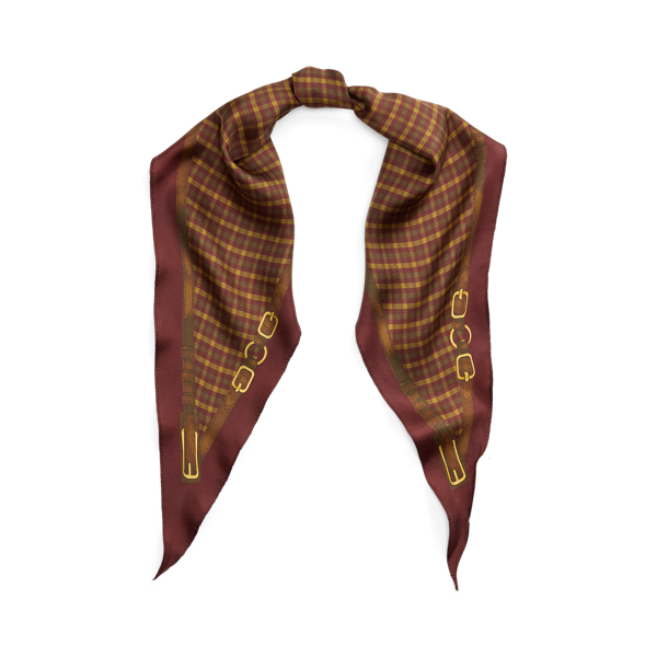 Plaid Logo Silk Twill Diamond Scarf