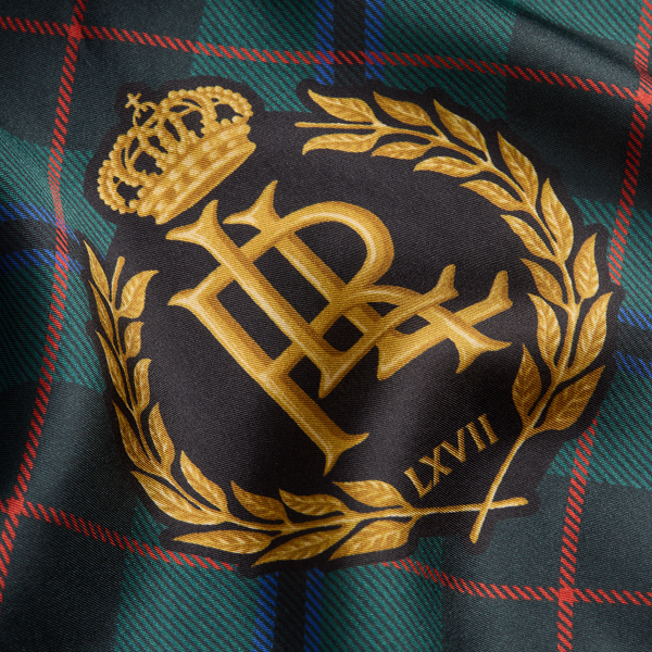 Blackwatch Plaid Crest Silk Twill Wrap Scarf Lauren 3