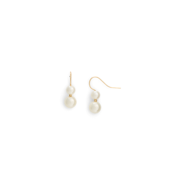Gold/Pearl Gold-Plated Faux-Pearl Earrings Lauren 2
