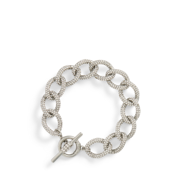 Zilverkleurige pav&eacute; schakelarmband