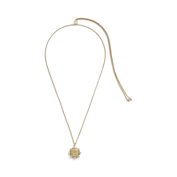 Gold-Plated Crest Pendant Necklace