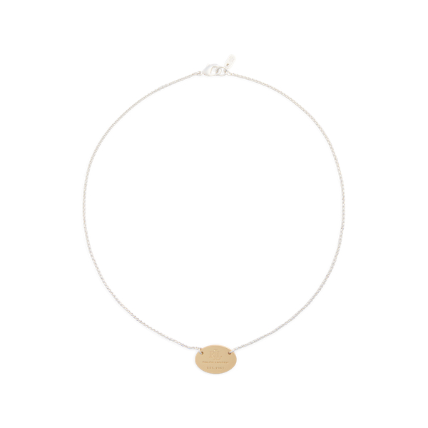 Two-Tone Logo Pendant Necklace