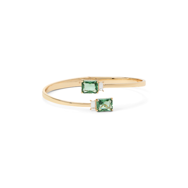 Gold-Plated Stone &amp; Crystal Hinge Bangle