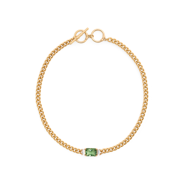 Gold-Plated Stone &amp; Crystal Necklace