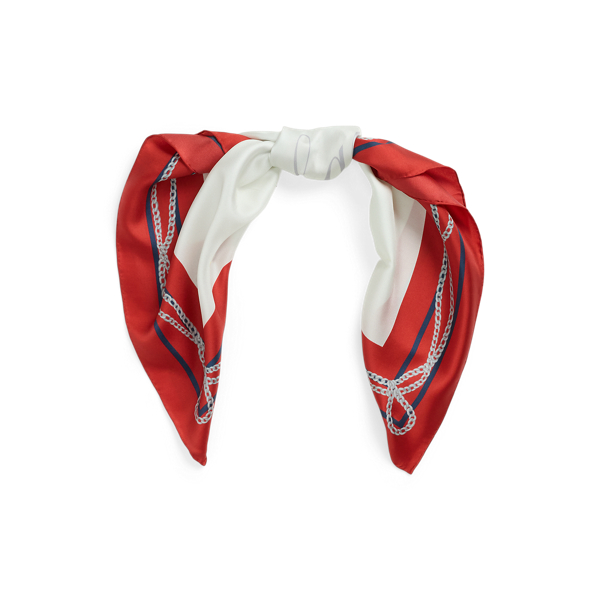 Chain-Print Logo Silk Twill Square Scarf