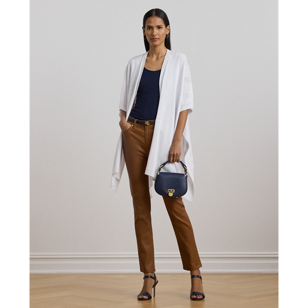 White Logo Jacquard Cotton-Blend Knit Ruana Lauren 1