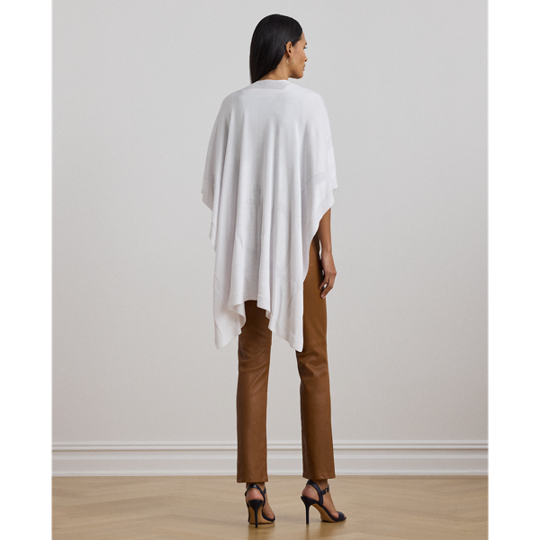 White Logo Jacquard Cotton-Blend Knit Ruana Lauren 5