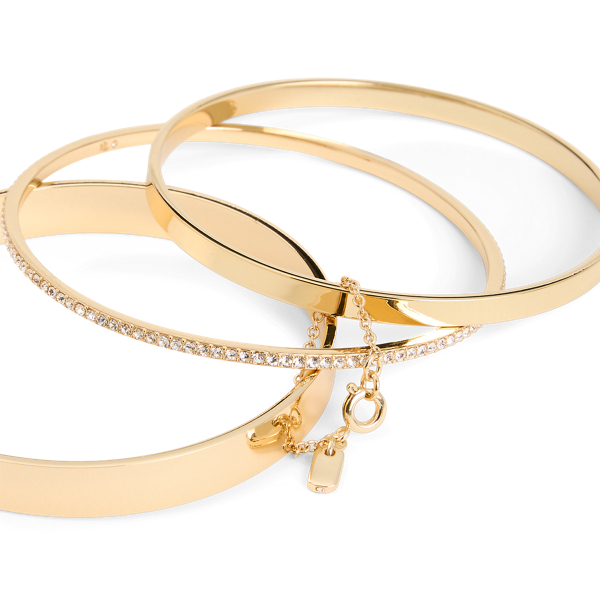Gold/Crystal Gold-Plated Pav&eacute; Bangle Set Lauren 2