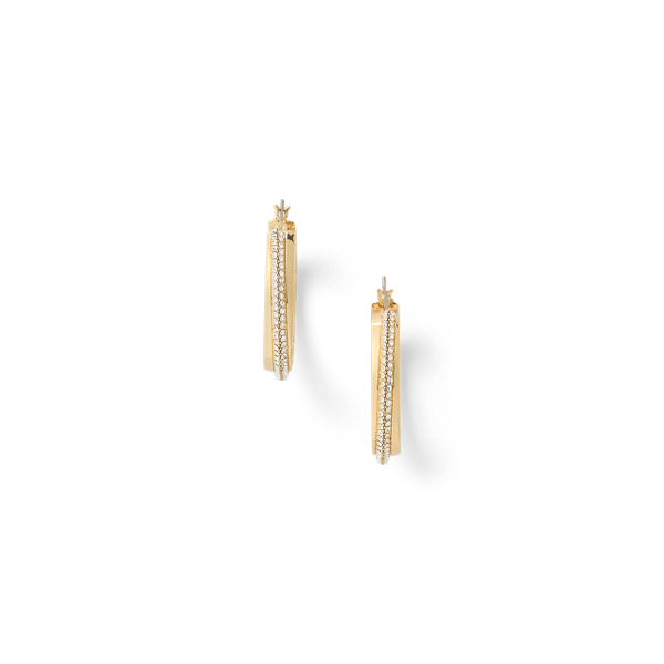 Gold/Crystal Gold-Plated Pavé Hoop Earrings Lauren 1