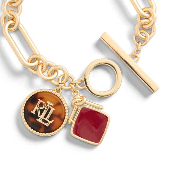 Gold/Tort Logo & Enamel Charm Flex Bracelet Lauren 2