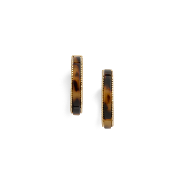 Gold-Plated Tortoiseshell Hoop Earrings