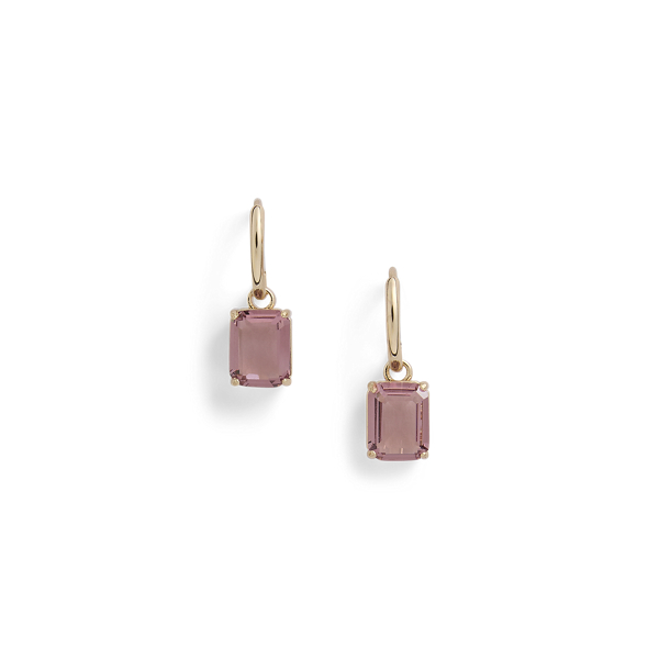 Gold-Plated Stone Huggie Drop Earrings