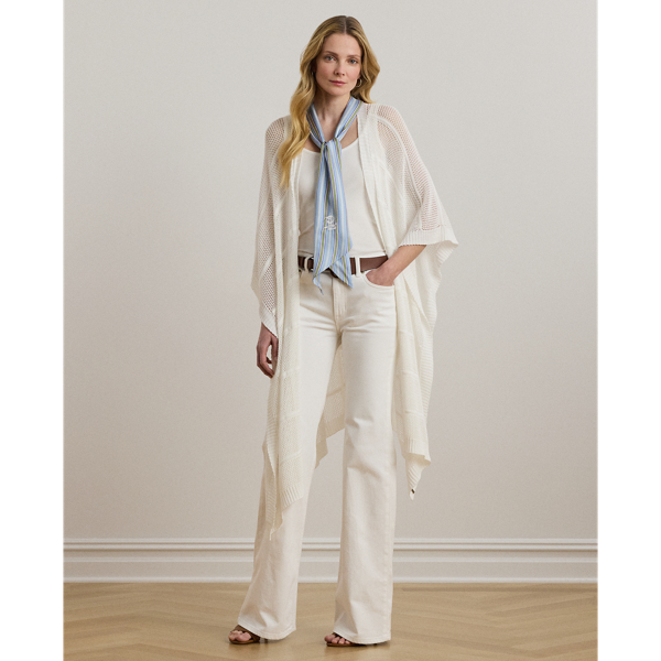 Open-Knit Cotton-Blend Tie-Front Ruana