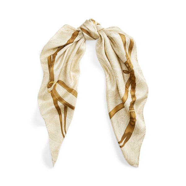 Crest-Patch Cable-Knit Scarf