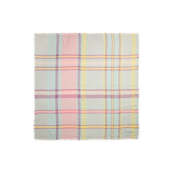 Plaid Cotton Square Scarf