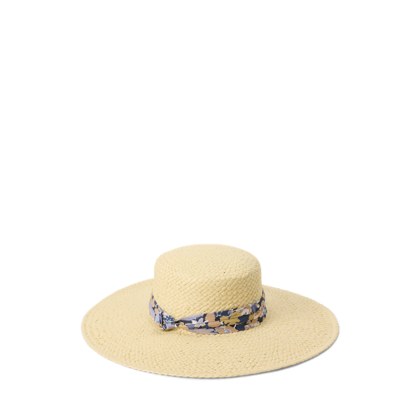 Chapeau à ruban fleuri en paille