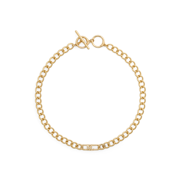 Gold Gold-Plated Link Logo Collar Necklace Lauren 1