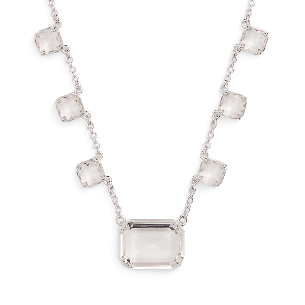Silver/Crystal Silver-Plated Stone Pendant Necklace Lauren 2