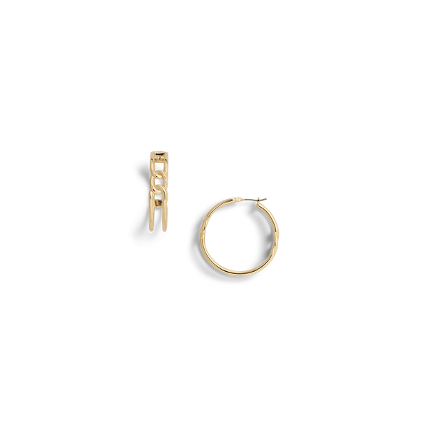 Gold Gold-Plated Link Hoop Earrings Lauren 2