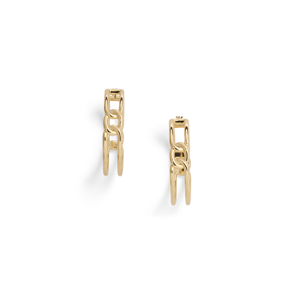 Gold Gold-Plated Link Hoop Earrings Lauren 1