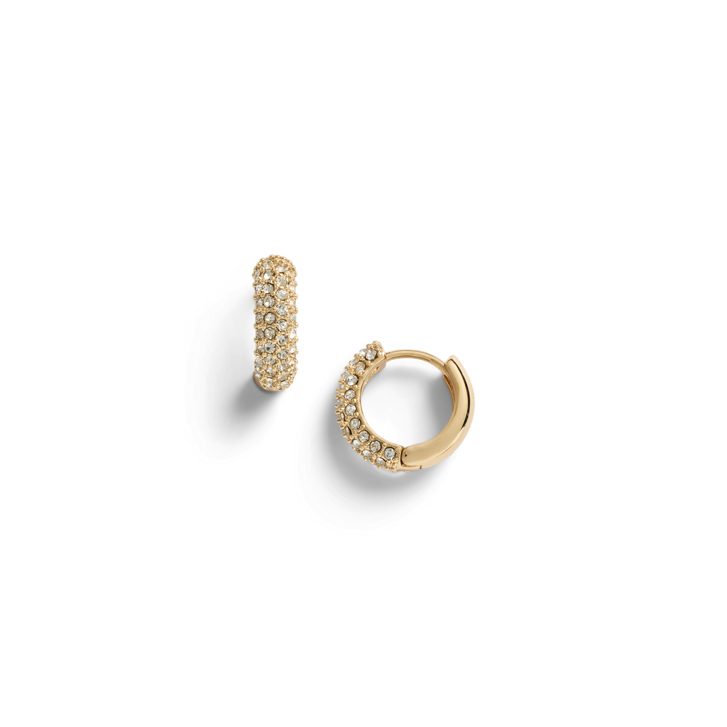 Женские серьги Ralph Lauren Gold-Plated-Brass Pavé Huggie, цвет: Золотой / С кристаллами — фото 1