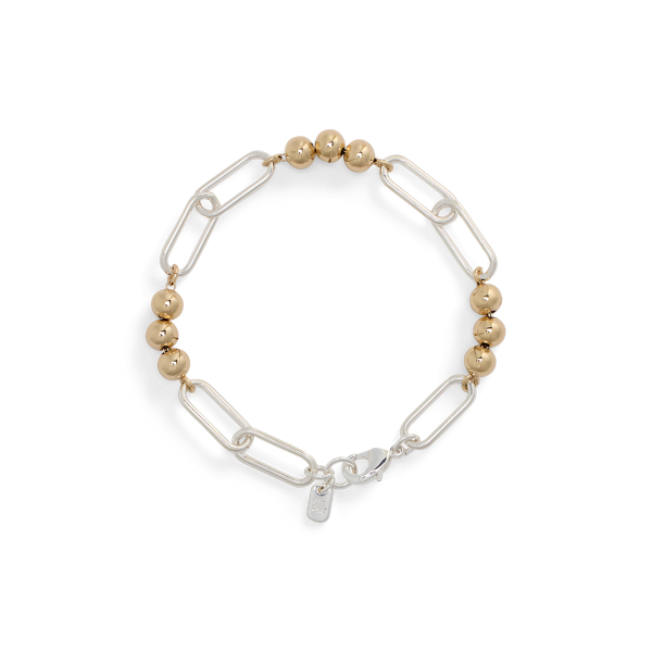 Two-Tone Beaded Link Pendant Necklace