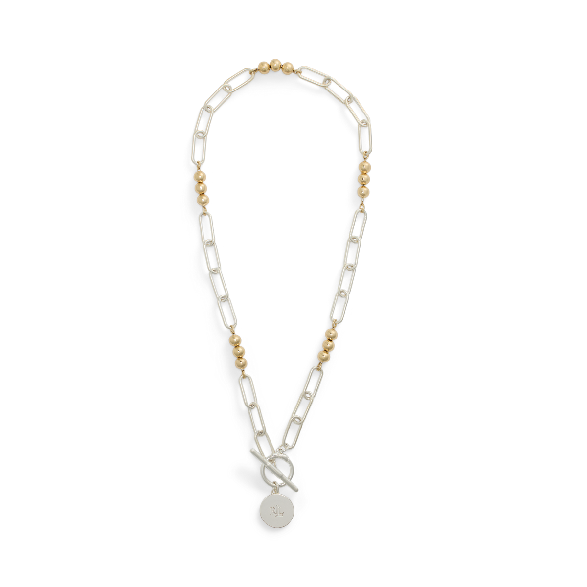 ネックレス・ペンダント RALPH LAUREN Gold Tone Bead Link Pendant Necklace Two-Tone Beaded Link Pendant Necklace