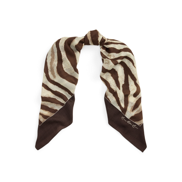 Carr&eacute; en laine et soie &agrave; motif z&egrave;bre