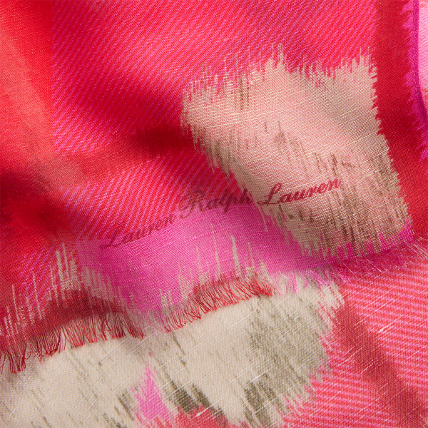 Vail Orange Floral Checked Wrap Scarf Lauren 3