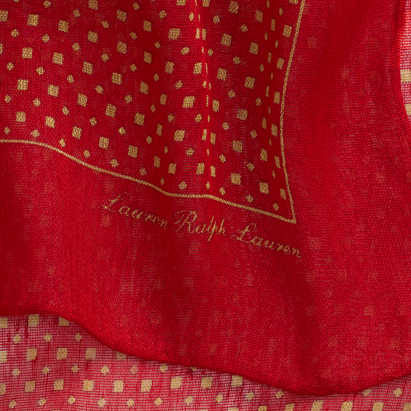Madison Red Geo-Print Linen-Silk Square Scarf Lauren 3