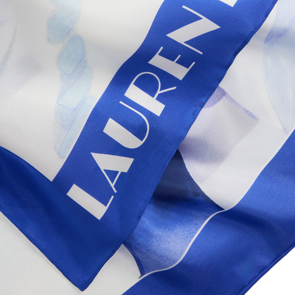 Landscape-Print Silk Square Scarf