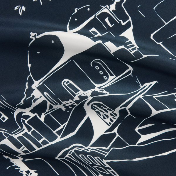 Landscape-Print Silk Square Scarf