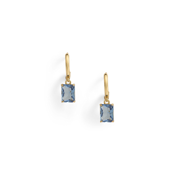 Gold / Light Sapphire Vergoldete Huggie-Ohrhänger Lauren 1