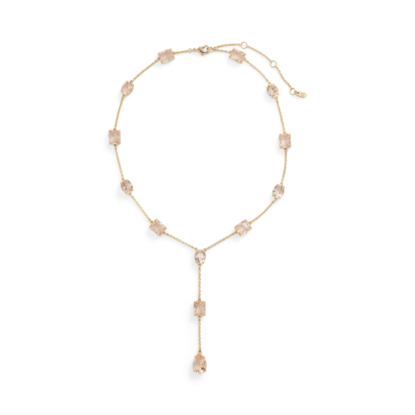 Gold / Pink Collier lasso plaqué or avec pierres Lauren 1